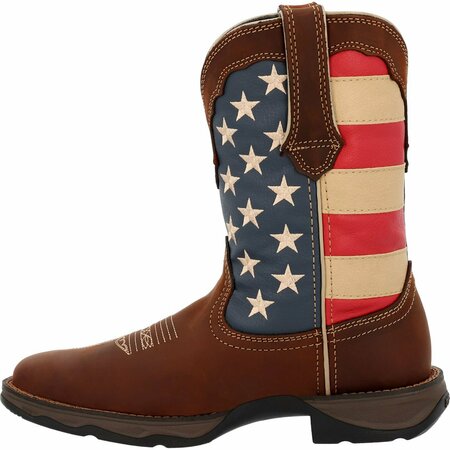 Durango Lady Rebel by Patriotic Women's Pull-On Western Flag Boot, BROWN/UNION FLAG, M, Size 9 RD4414